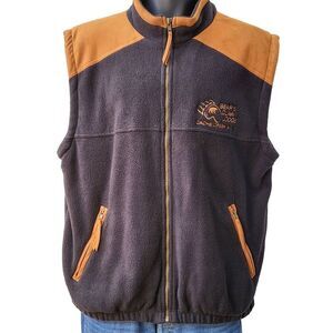 Vintage EXP Designs Fleece Vest Men Sz L Bear's‎ Claw Lodge Embroidered Full Zip